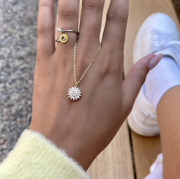 Colar Feminino Sun Flowers Em Prata Esterlina 925