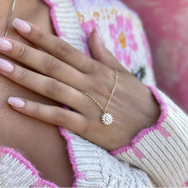 Colar Feminino Sun Flowers Em Prata Esterlina 925
