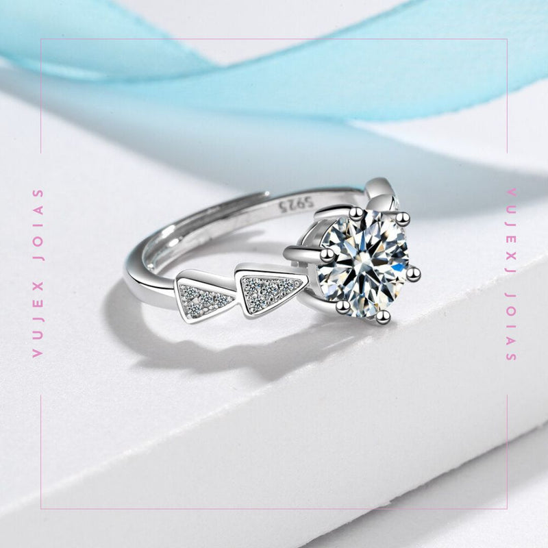 Anel Elegante Cristal em Prata 925 Esterlina - Regulável