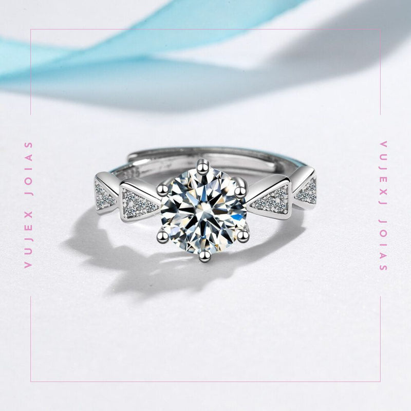 Anel Elegante Cristal em Prata 925 Esterlina - Regulável