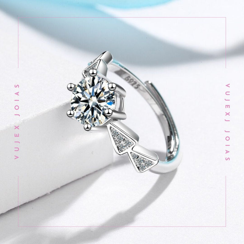 Anel Elegante Cristal em Prata 925 Esterlina - Regulável