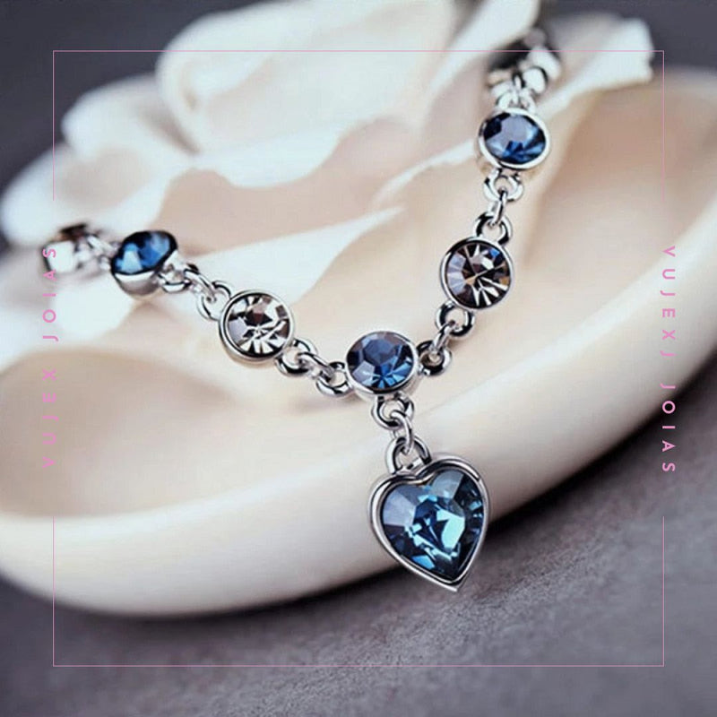 Pulseira Azul Safira em Prata 925 Esterlina