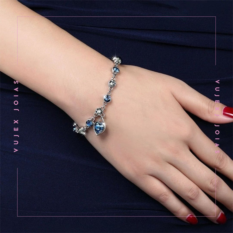 Pulseira Azul Safira em Prata 925 Esterlina