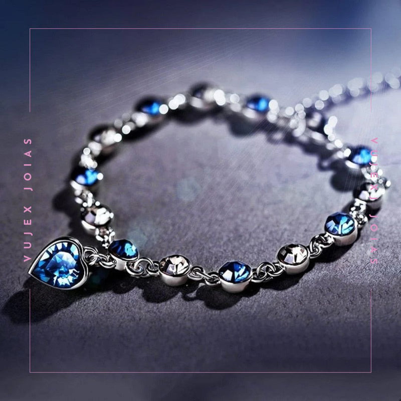 Pulseira Azul Safira em Prata 925 Esterlina