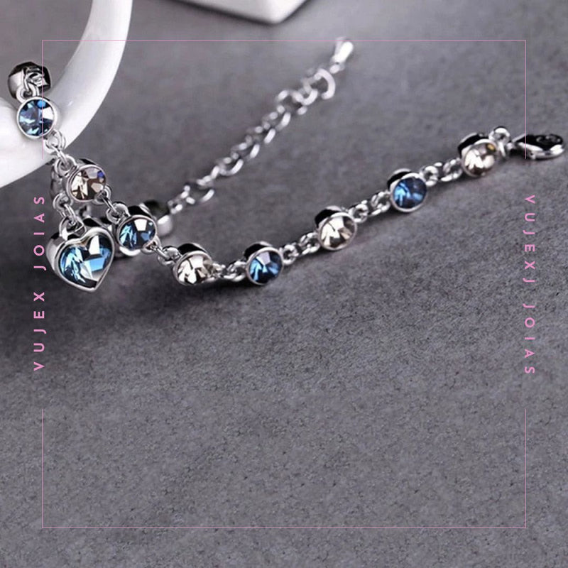 Pulseira Azul Safira em Prata 925 Esterlina